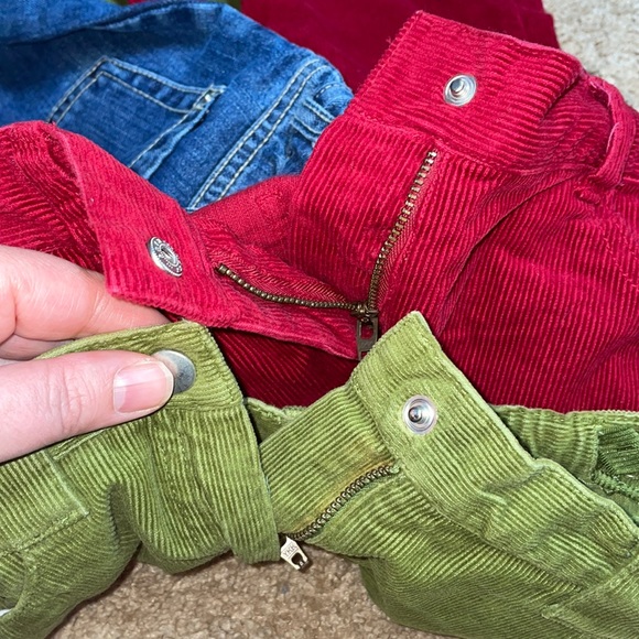 Gymboree cuffed jeans, red flare corduroy, green embroidered flare pants - Picture 11 of 14